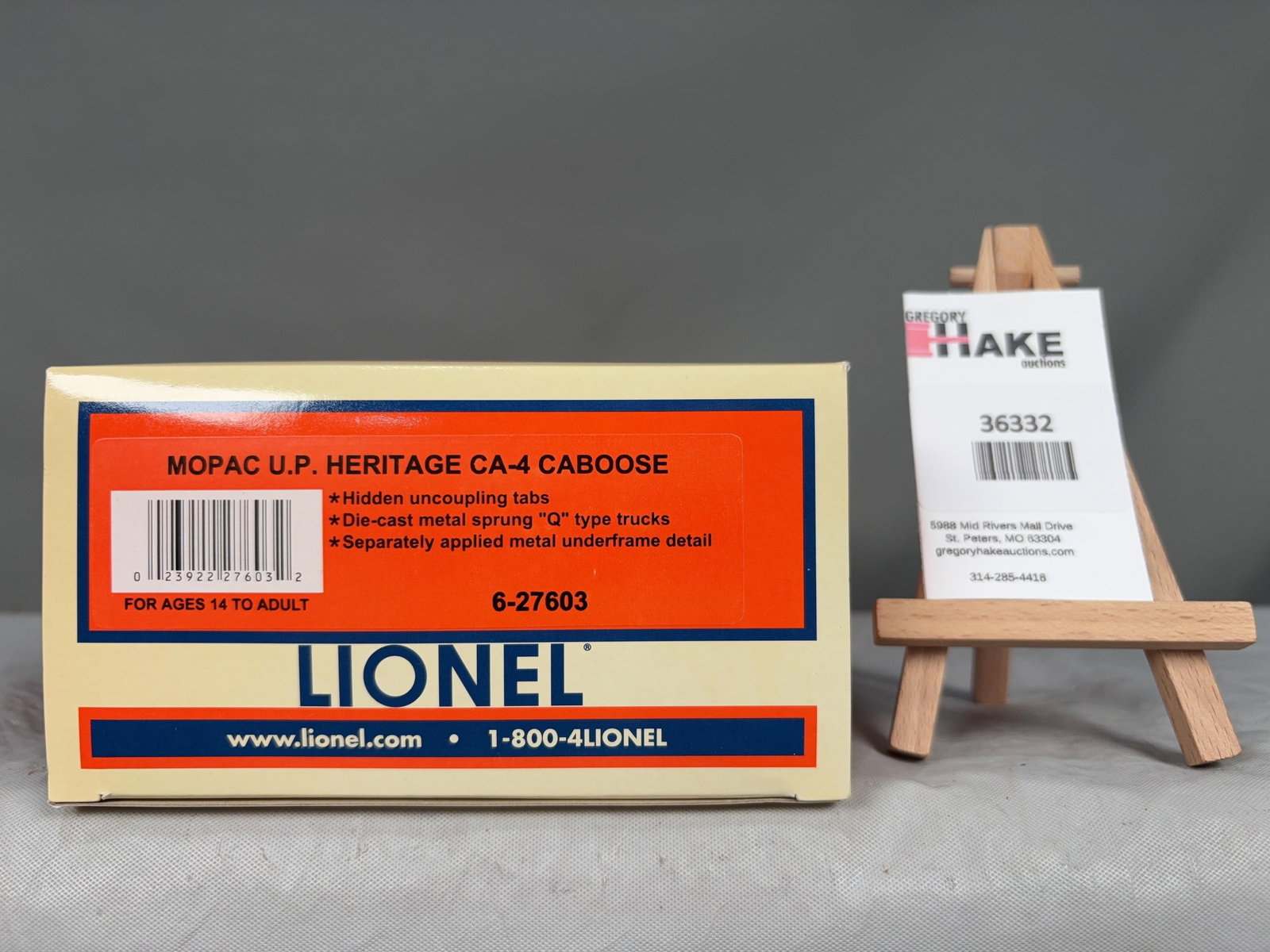 Lionel MOPAC UP Heritage CA-4 Caboose 27603 w/ OB: Lionel MOPAC UP Heritage CA-4 Caboose 27603, w/OB C9 � Size 14x6x3