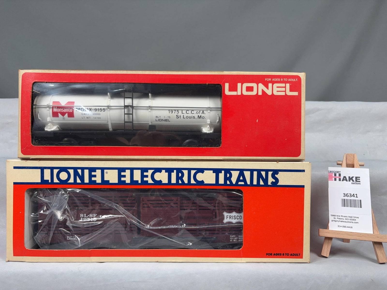 Lionel Monsanto Tank Car and Frisco Stock Car 19519 w/ OB - 2