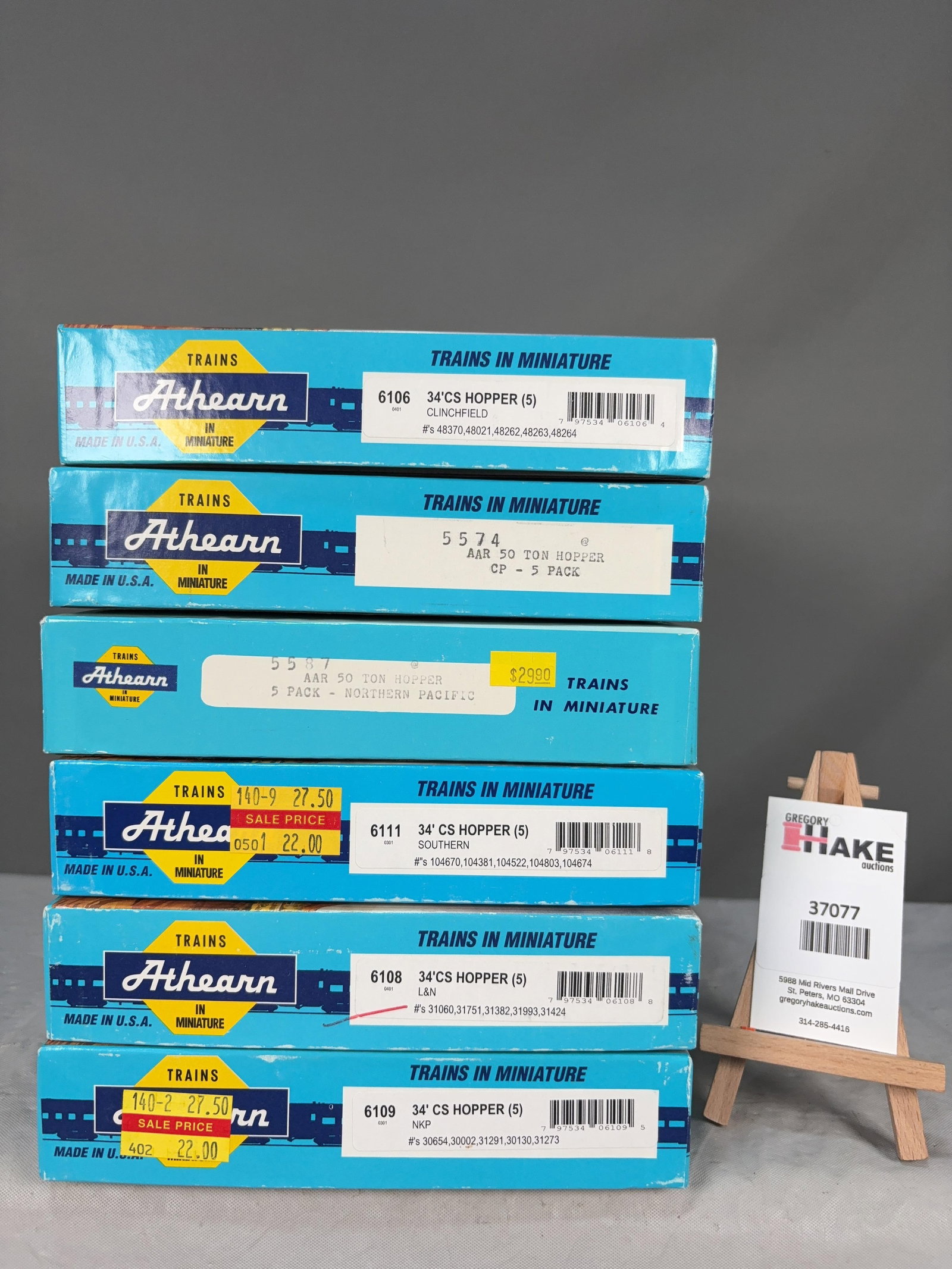 5 Athearn Hopper 5 Packs 6106, 5574, 5587, 6111, 6108, 6109 w/OB: 5 Athearn Hopper 5 Packs 6106, 5574, 5587, 6111, 6108, 6109 w/OB.� Please see Photos for details, C9. � Size 11x8x10