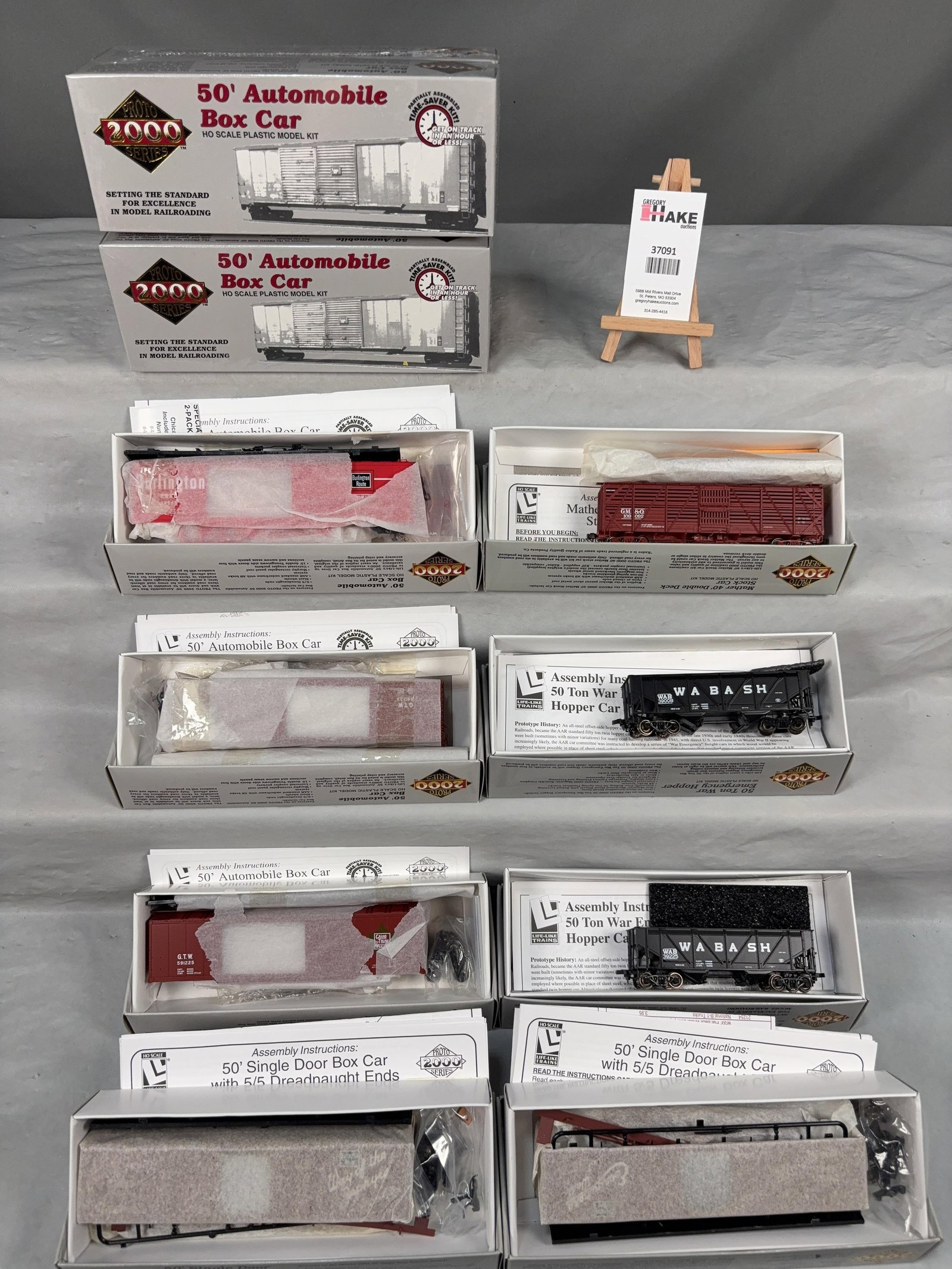 12 Proto 2000 Series Box Cars, Hoppers, Stock Car w/OB - 2