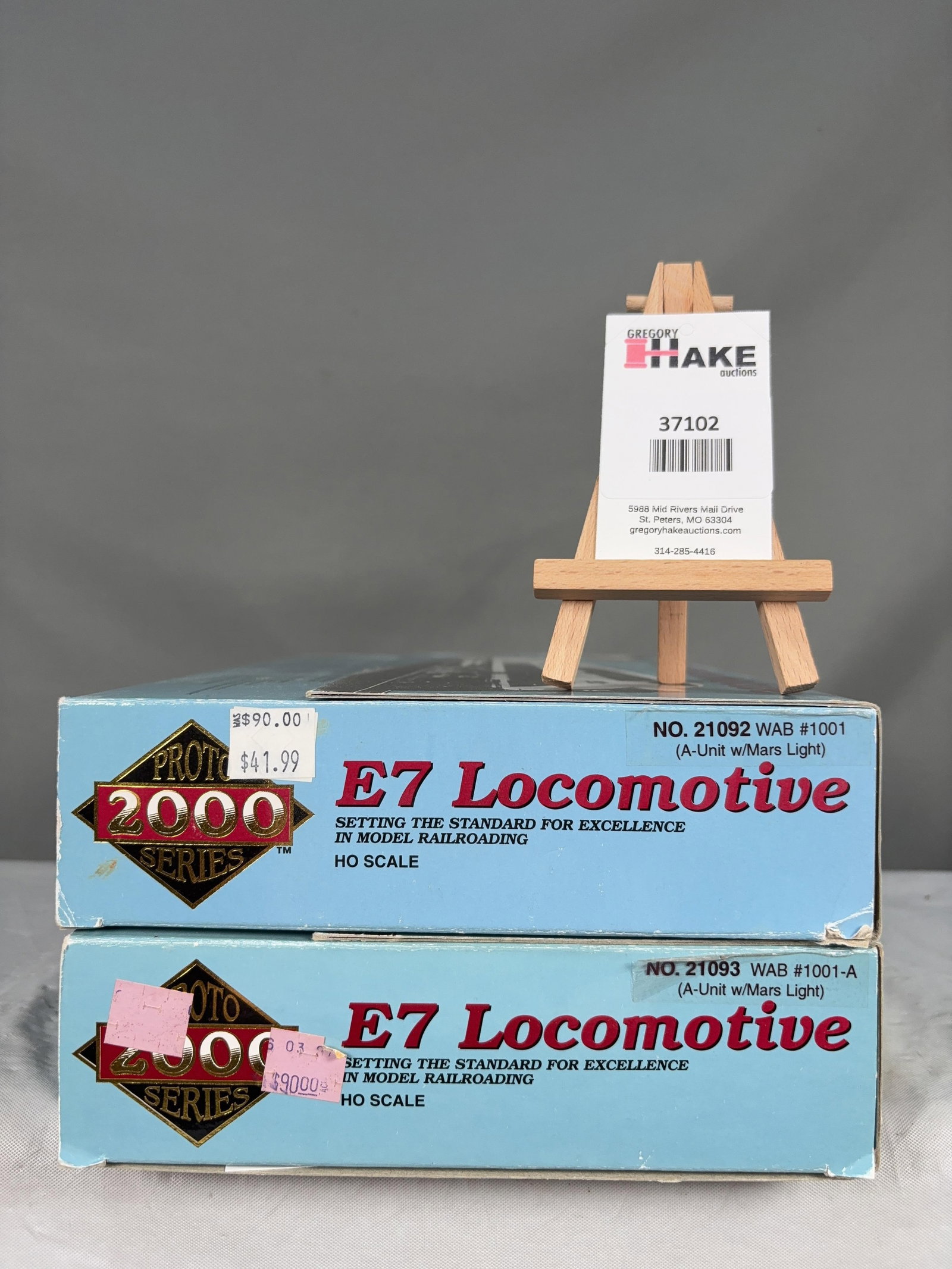 2 Proto 2000 Series Wabash E7 Locomotives 21092 & 21093 w/OB: 2 Proto 2000 Series Wabash E7 Locomotives 21092 & 21093 w/OB, C9. � Size 12x8x5