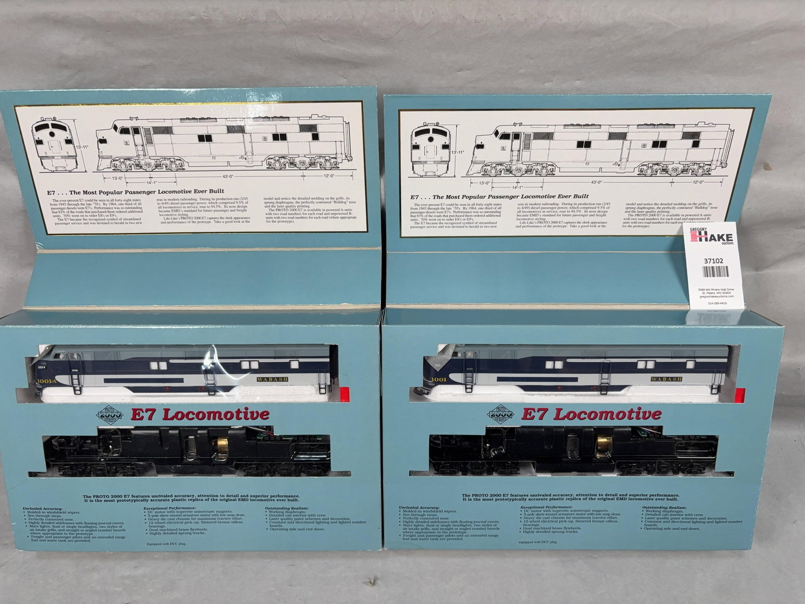 2 Proto 2000 Series Wabash E7 Locomotives 21092 & 21093 w/OB - 2