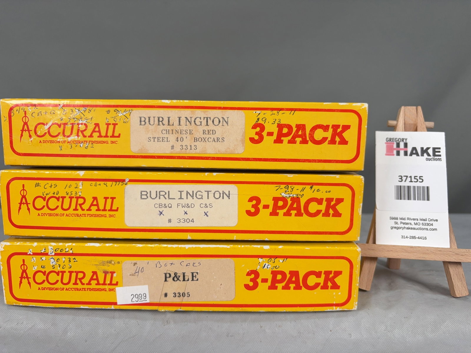 3 Accurail 3-Packs w/OB Burlington 3313, Burlington 3304 & P&LE 3305: 3 Accurail 3-Packs w/OB Burlington 3313, Burlington 3304 & P&LE 3305, C9. � Size 10x9x5