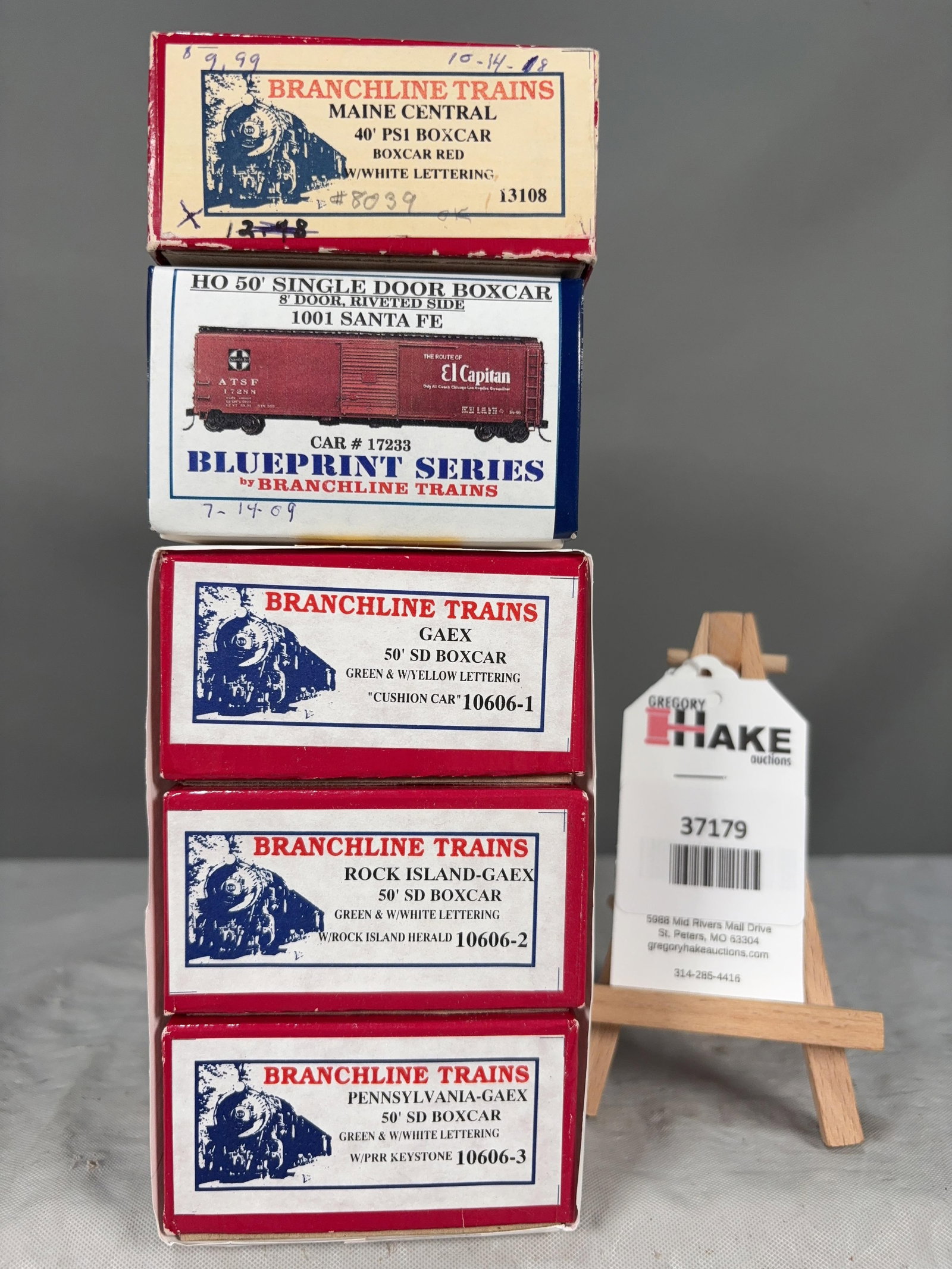 5 Branchline Trains Boxcars w/OB: 5 Branchline Trains Boxcars w/OB.� Please see Photos for details. � Size 10x4x9