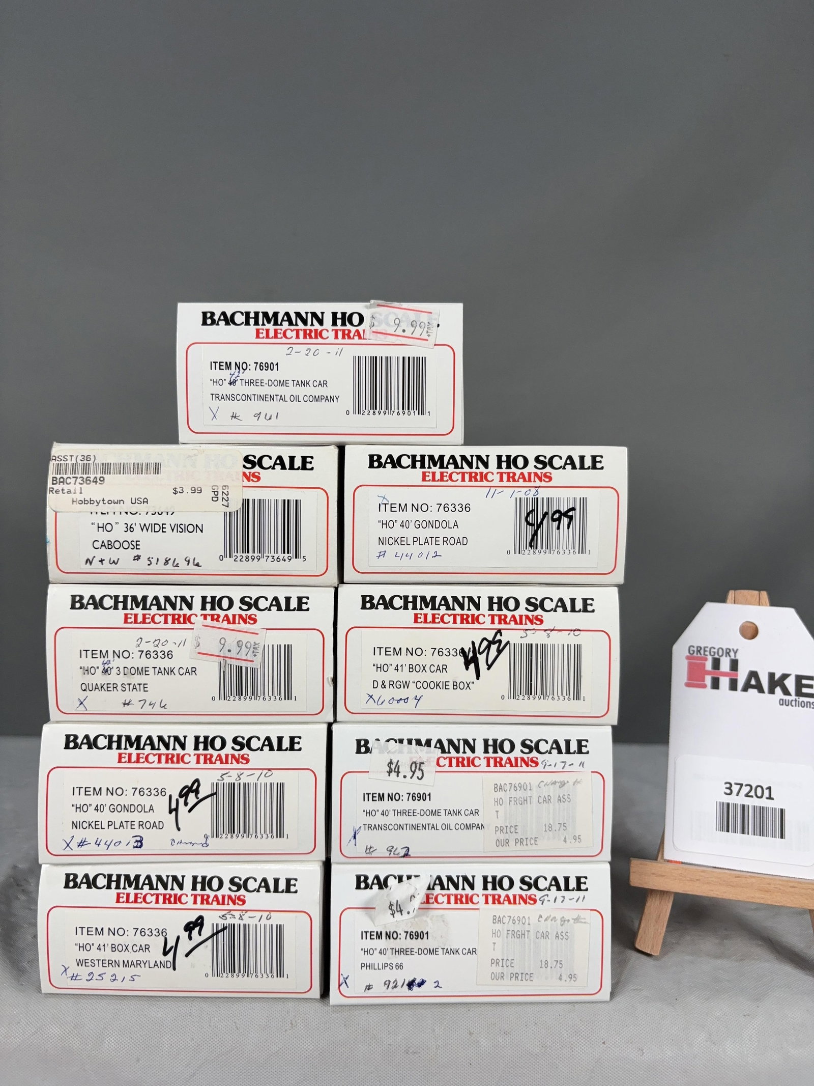 9 Bachmann Electric Train Freight Cars/Caboose w/OB (1 of 2)