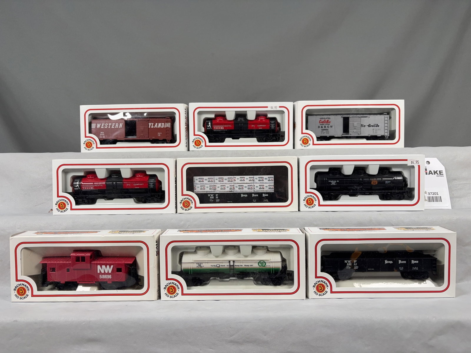 9 Bachmann Electric Train Freight Cars/Caboose w/OB - 2
