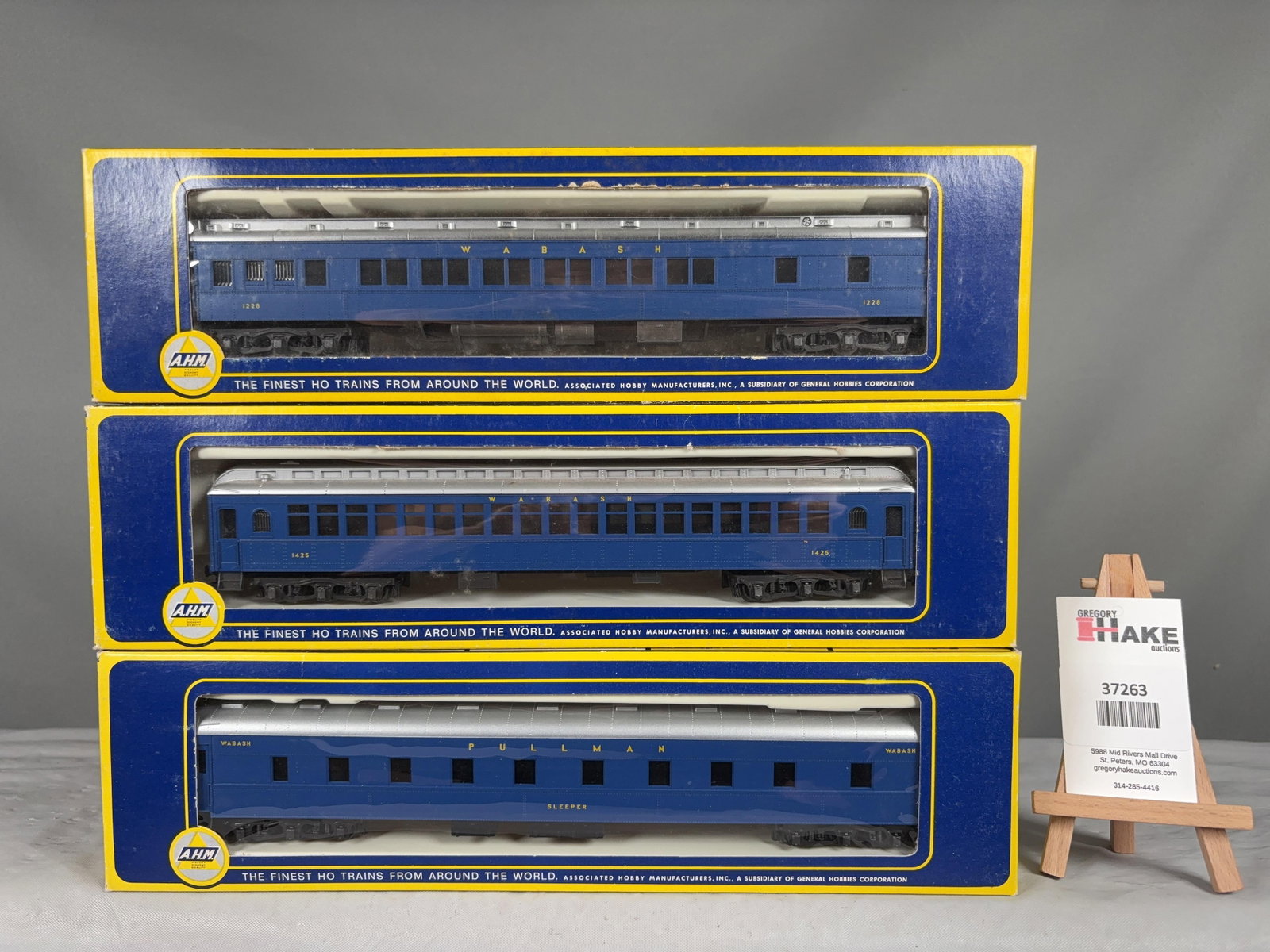 3 AHM Wabash Coach, Sleeper & Pullman Cars w/OB 6205-WA, 6201-WA, 6207-WA - 2