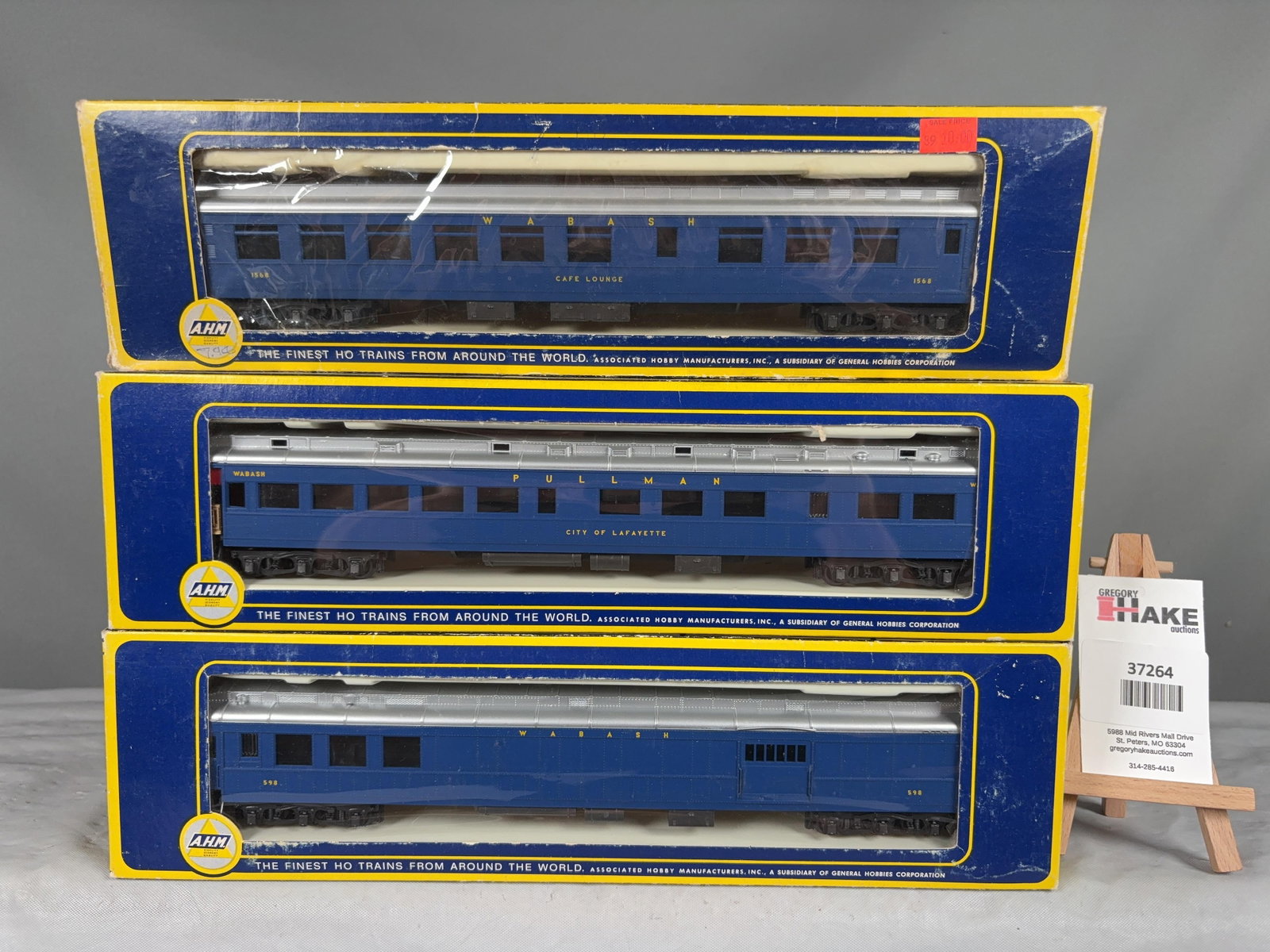 3 AHM Wabash Observation, Diner & Combine Cars w/OB 6202-WA, 6204-WA, 6203-WA - 2