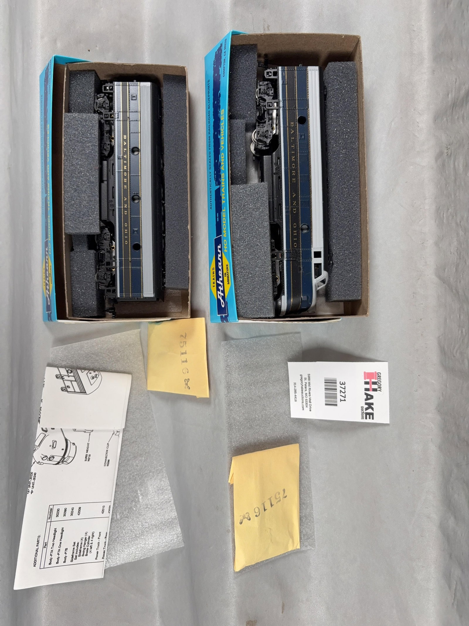 2 Athearn F7A & F7B Super Power Baltimore & Ohio 03220, 03219 w/OB - 2