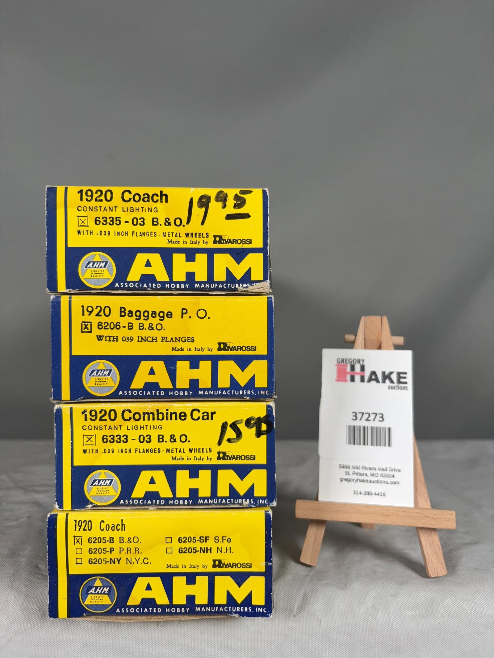 4 AHM B&O Baggage, Combine, Diner & 2 Coach Cars w/OB 6206-B, 6205-B, 6333-03, 6335-03 (1 of 2)