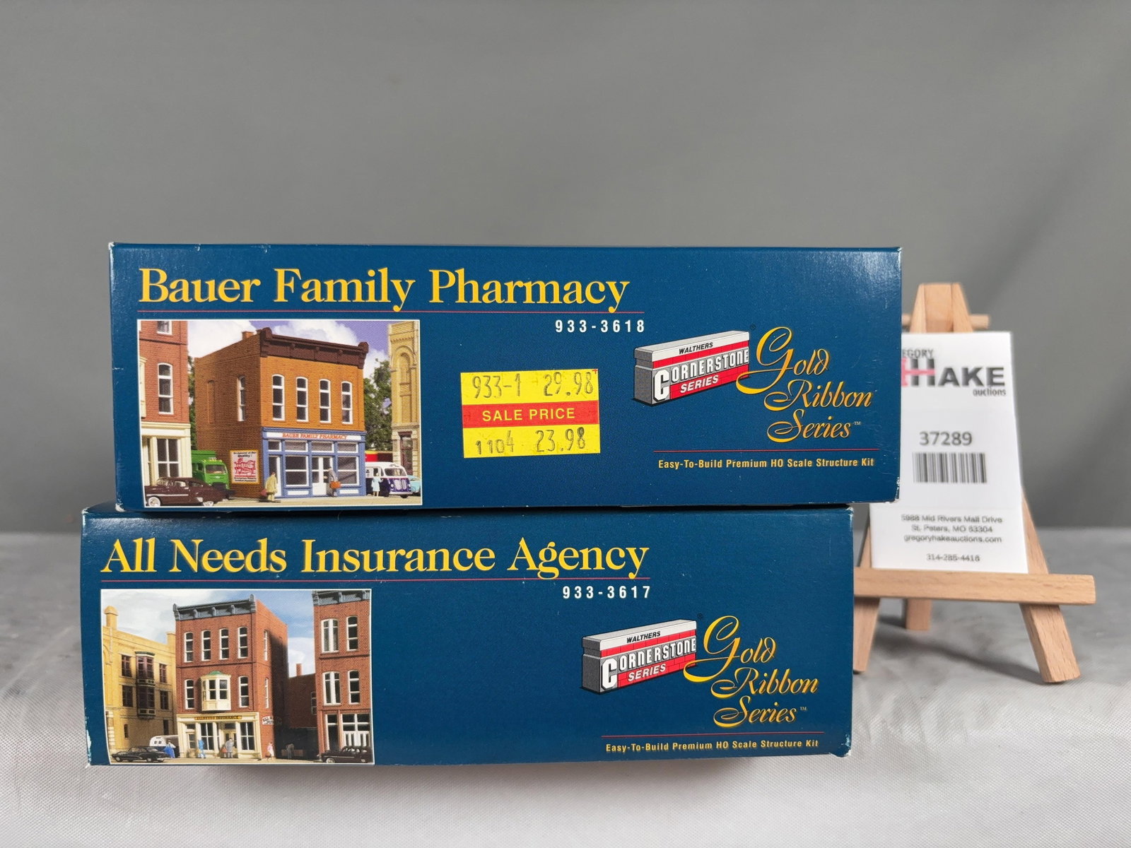 Walthers Cornerstone Series Gold Ribbon Series Building Structure Kits w/OB: Walthers Cornerstone Series Gold Ribbon Series Building Structure Kits w/OB. Bauer Family Pharmacy 933-3618, All Needs Insurance Agency 933-3617, C9.� Size 11x8x5