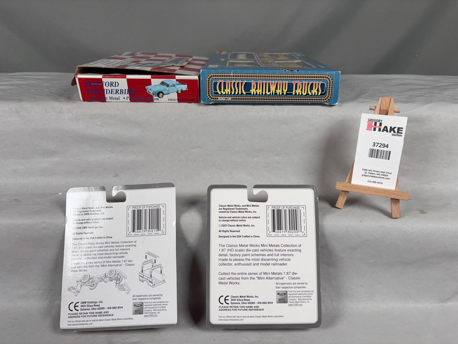 Lot of Miscellaneous Cars & Trucks w/OB/packaging: Lot of Miscellaneous Cars & Trucks w/OB/packaging. Box of 1955 Ford Thunderbirds in various colors, Classic Railway Trucks 4-Pack Illinois Central & 2 Mini Metals Trucks. Please see photos for details