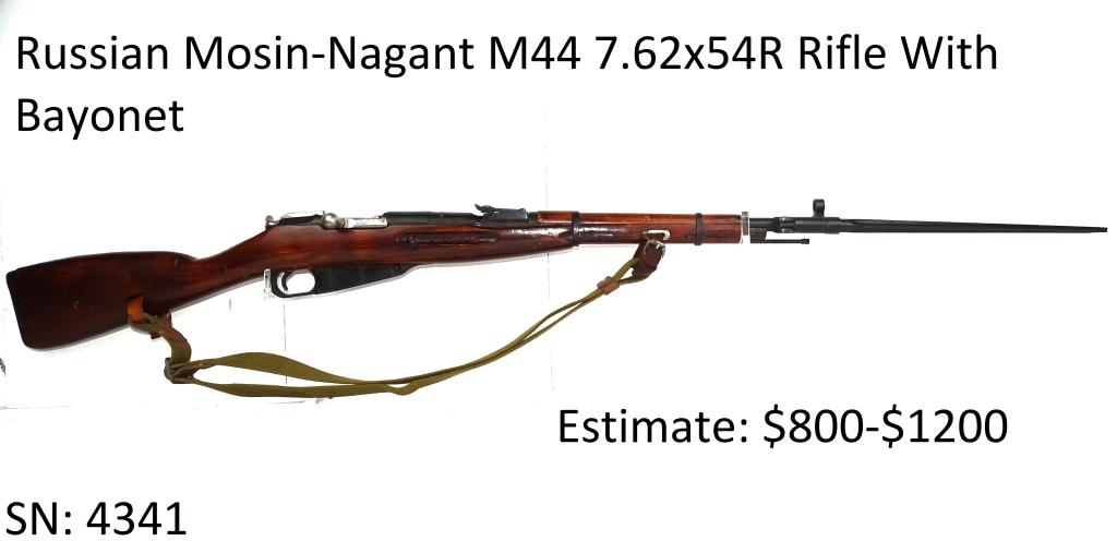 Russian Mosin-Nagant M44 7.62x54R Rifle W/Bayonet: Russian Mosin-Nagant M44 7.62x54R Rifle W/Bayonet