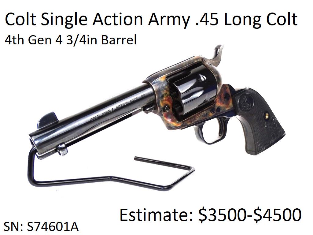 Colt Single Action Army 4th Gen .45 Long Colt: 4 3/4th in Barrel, Colored Case
