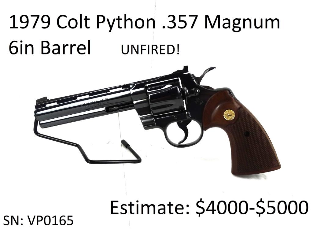 1979 Colt Python .357 Magnum 6in Barrel Unfired: 1979 Colt Python .357 Magnum 6in Barrel Unfired