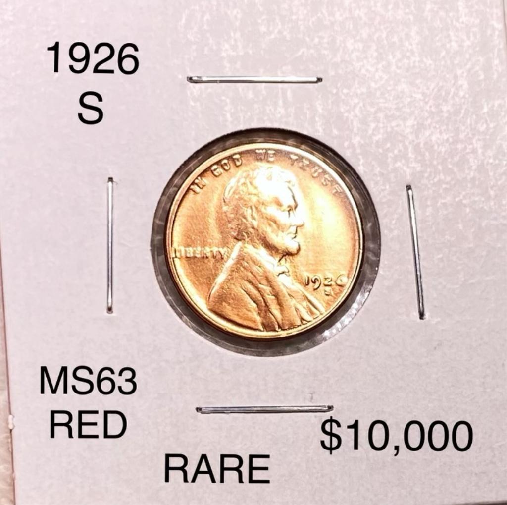 1926-S Lincoln Wheat Penny CHOICE BU RED: 1926-S Lincoln Wheat Penny CHOICE BU RED