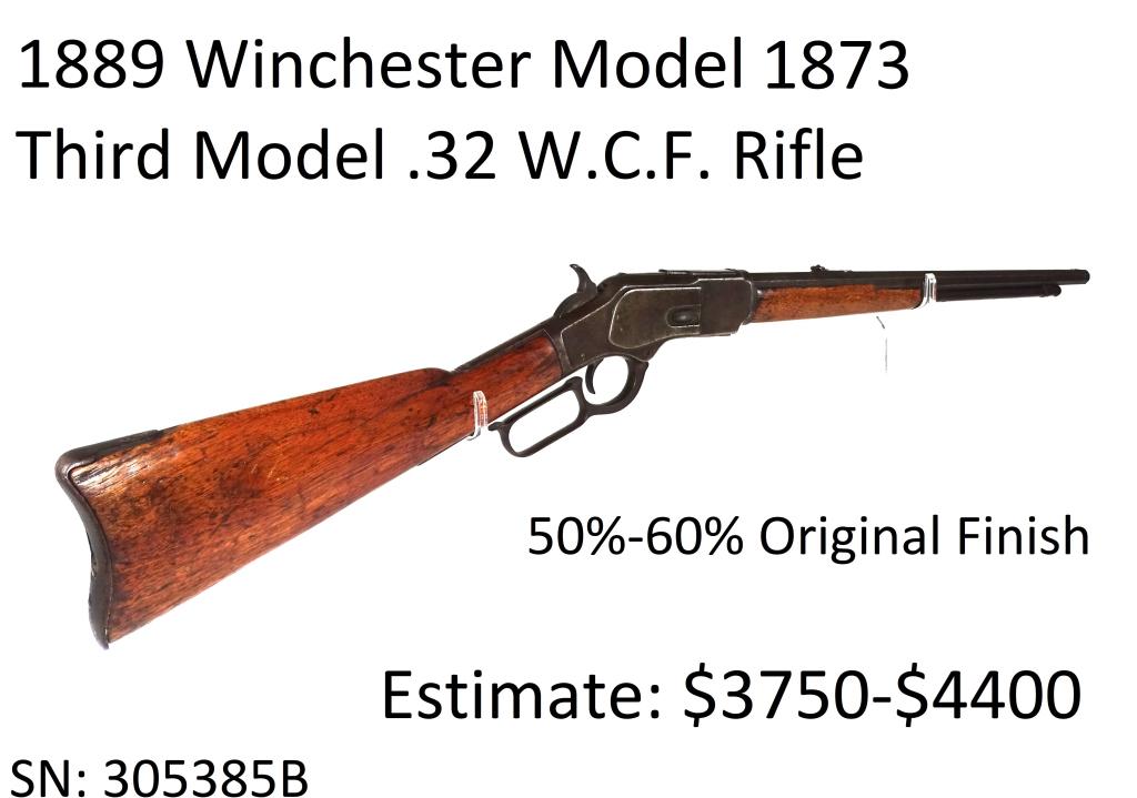 Winchester Model 1873 Third Model .32 WCF Rifle: Manufactured 1889, 50%-60% Original Finish