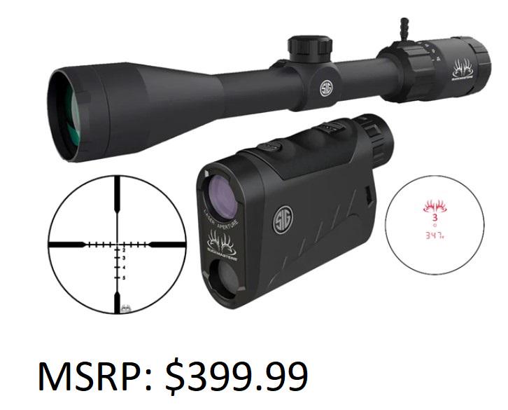 Sig Sauer Buckmasters Combo 3-12x44 Scope/Range Fi: Brand New, 3x-12x Magnification, 798681651887