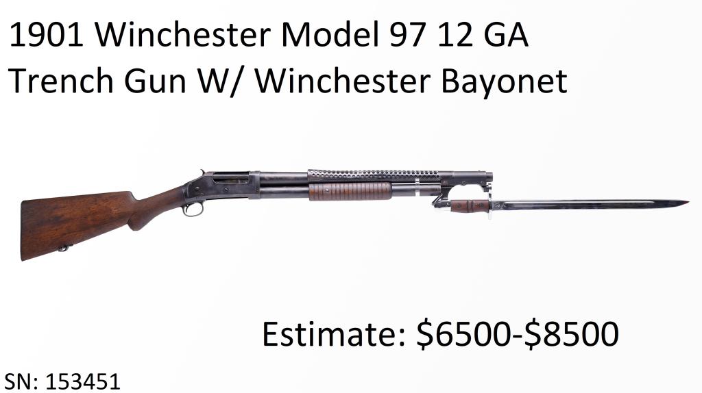 1901 Winchester Model 97 12 GA Trench Gun W/ Bayo: Manufactured 1901, Winchester Bayonet, All Original