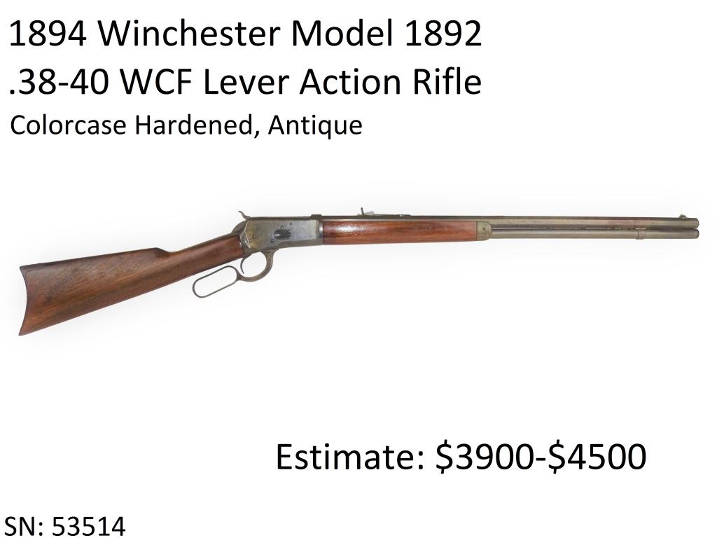 1894 Winchester Model 1892 .38-40 W.C.F. Rifle: Colorcase Hardened, Special Order, Antique
