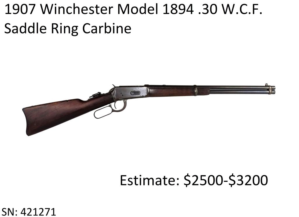 1907 Winchester Model 1894 .30 W.C.F. SRC: Saddle Ring Carbine, All Original