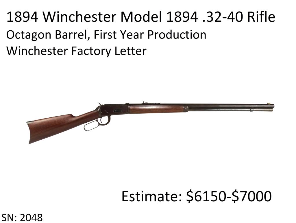 1894 Winchester Model 1894 .32-40 Rifle: Octagon Barrel, First Year Production, Winchester Factory Letter