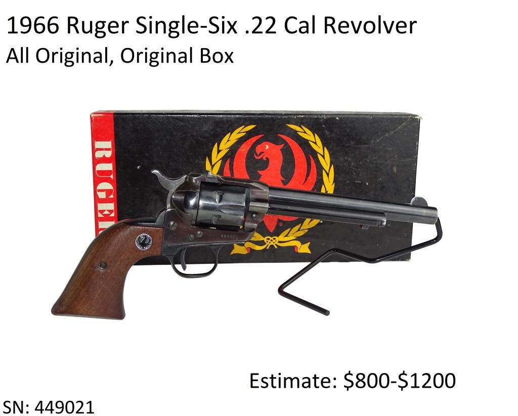 1966 Ruger Single-Six .22 Cal Revolver: All Original, Original Box