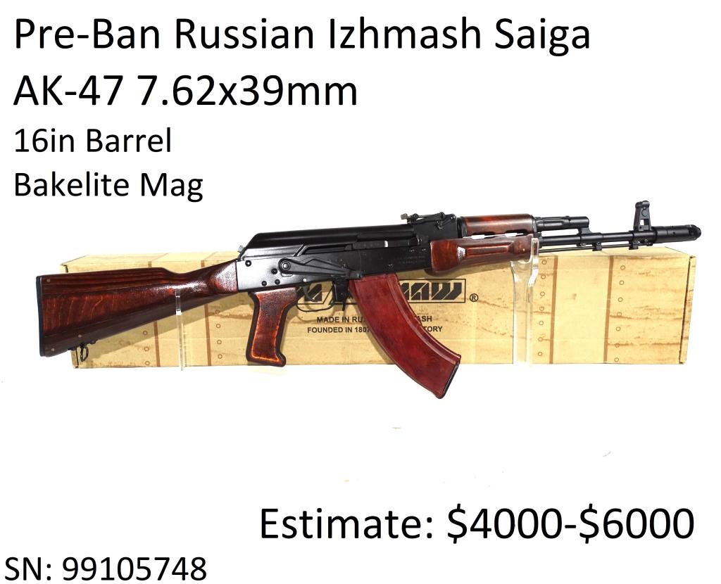 Pre-Ban Russian Izhmash Saiga AK47 Rifle: 7.62x39mm, 16in Barrel, Bakelite Mag