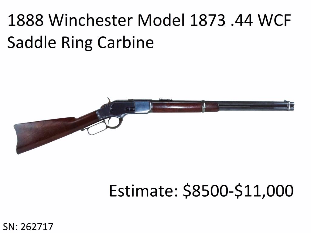Winchester Model 1873 .44 WCF Saddle Ring Carbine: Refinished, Strong Bore, Smooth Action, Outstanding Rifle, Manufactured 1888, Antique