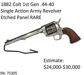 1882 Colt 1st Gen .44-40 SAA Etched Panel RARE: 1882 Colt 1st Gen .44-40 SAA Etched Panel RARE