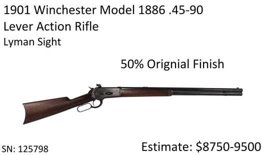 1901 Winchester Model 1886 .45-90 Rifle: All Original, Lyman Sight