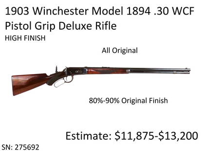 1903 Winchester Model 1894 .30 W.C.F. Deluxe: High Finish, Pistol Grip, All Original