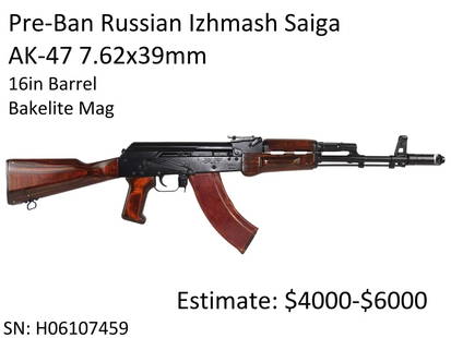 Pre-Ban Russian Izhmash Saiga AK-47: 7.62x39mm, 16in Barrel, Bakelite Mag