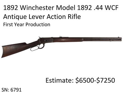 1892 Winchester Model 1892 .44 W.C.F. Antique: All Original, First Year Production, HIGH END