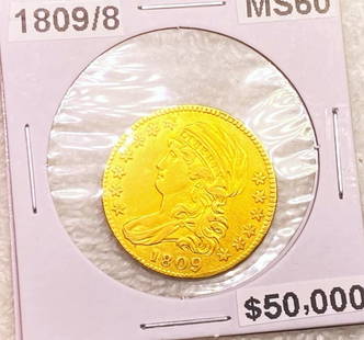 1809/8 $5 Gold Half Eagle MS60: 1809/8 $5 Gold Half Eagle MS60
