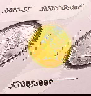 1881-CC $5 Gold Half Eagle MS63 DETAIL: 1881-CC $5 Gold Half Eagle MS63 DETAIL