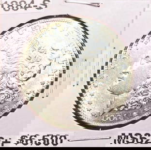 1884-S Morgan Silver Dollar MS62+: 1884-S Morgan Silver Dollar MS62+