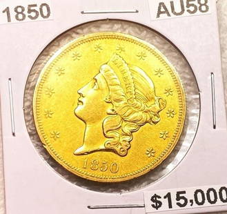 1850 $20 Gold Double Eagle AU58: 1850 $20 Gold Double Eagle AU58