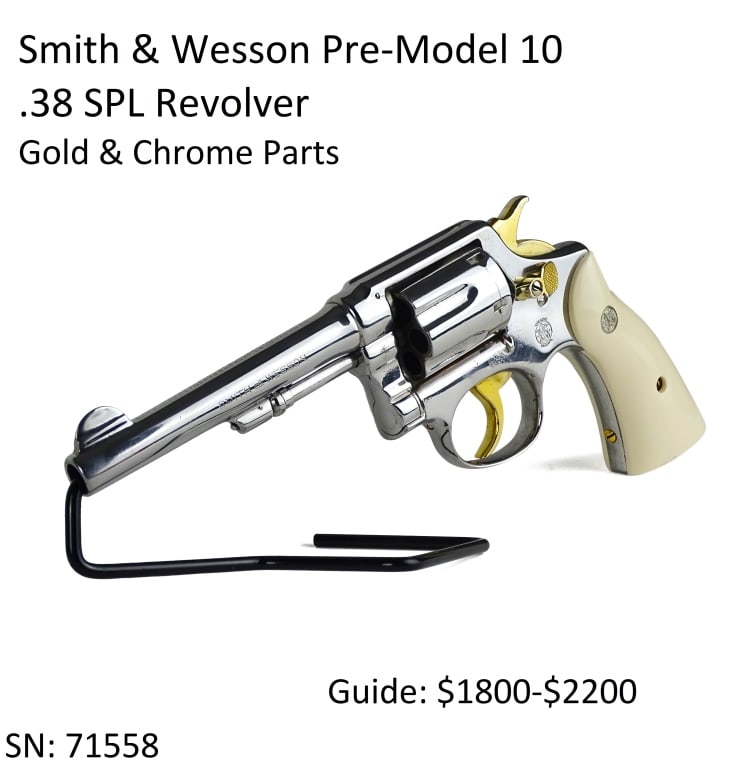 Smith & Wesson Pre-Model 10 .38 SPL Gold/Chrome: Smith & Wesson Pre-Model 10 .38 SPL Gold/Chrome