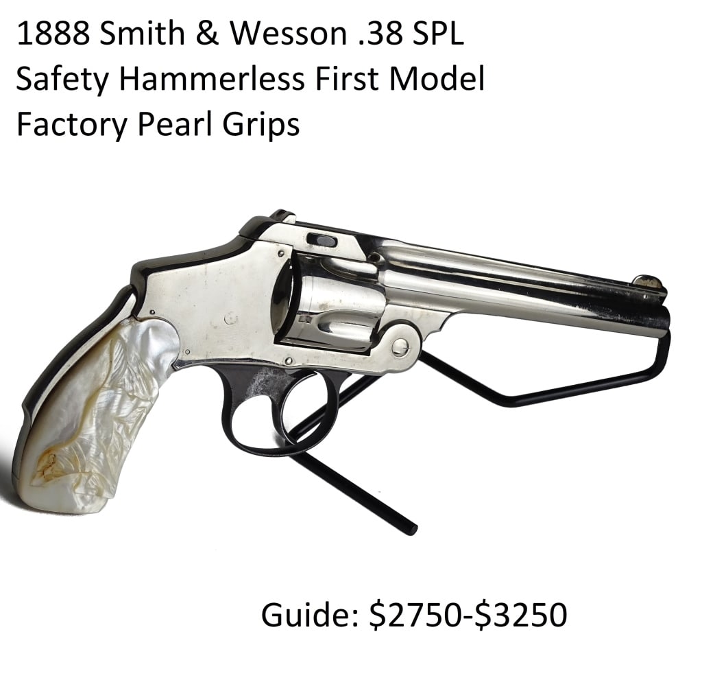 1888 Smith & Wesson Safety Hammerless .38 SPL: Factory Engraved Grips