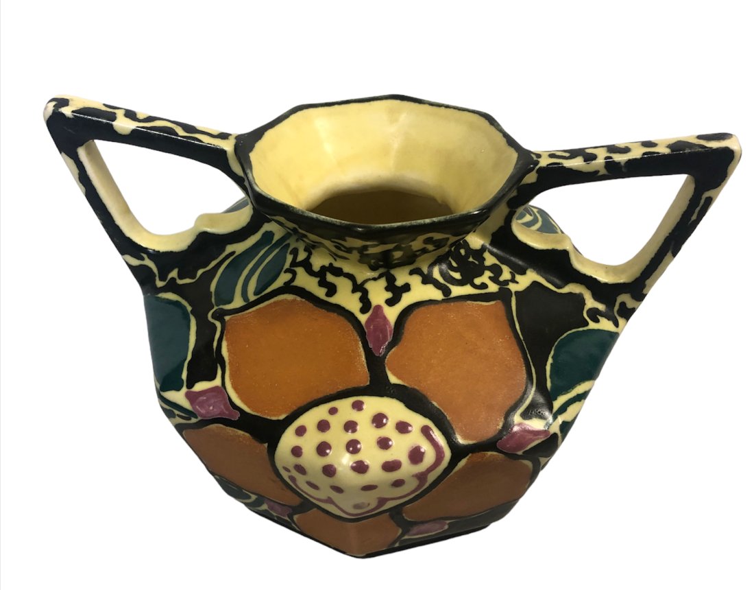 Art Deco Pottery Double Handle Vase (1 of 4)