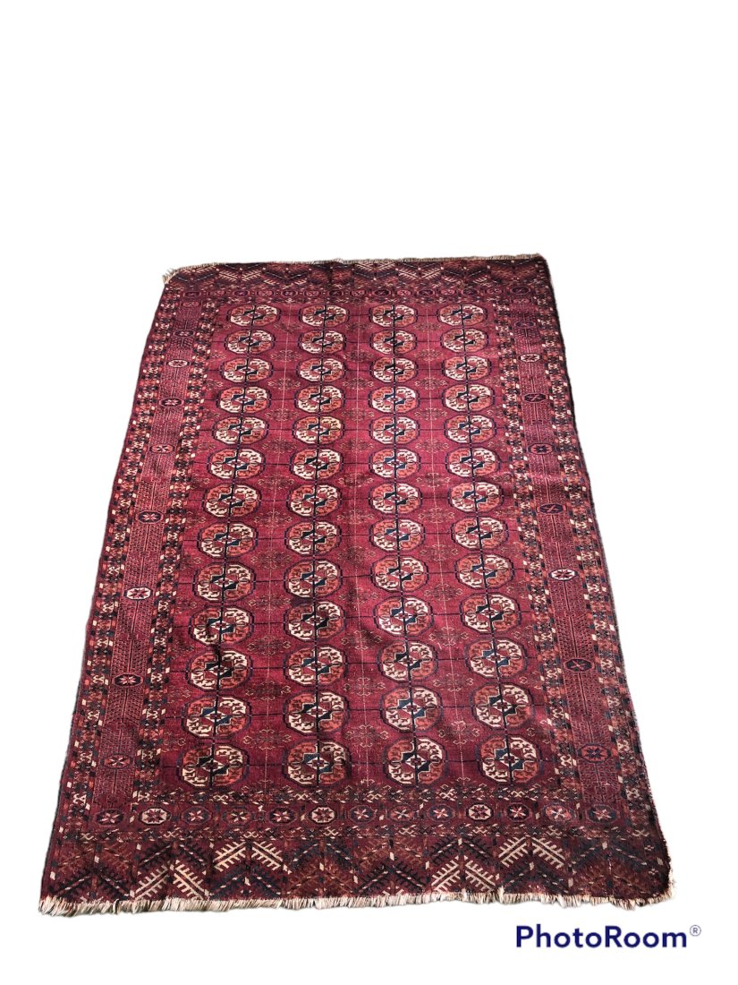 Antique Turkish Red Turkoman Ersari Rug: Turkoman Ersari Rug. Great Red Colors. Re-selvaged edge. Small area shows some wear. Dimensions: 49 inches x 72 inches Condition: Fine. Please feel free to ask for a condition report. Expand photos to