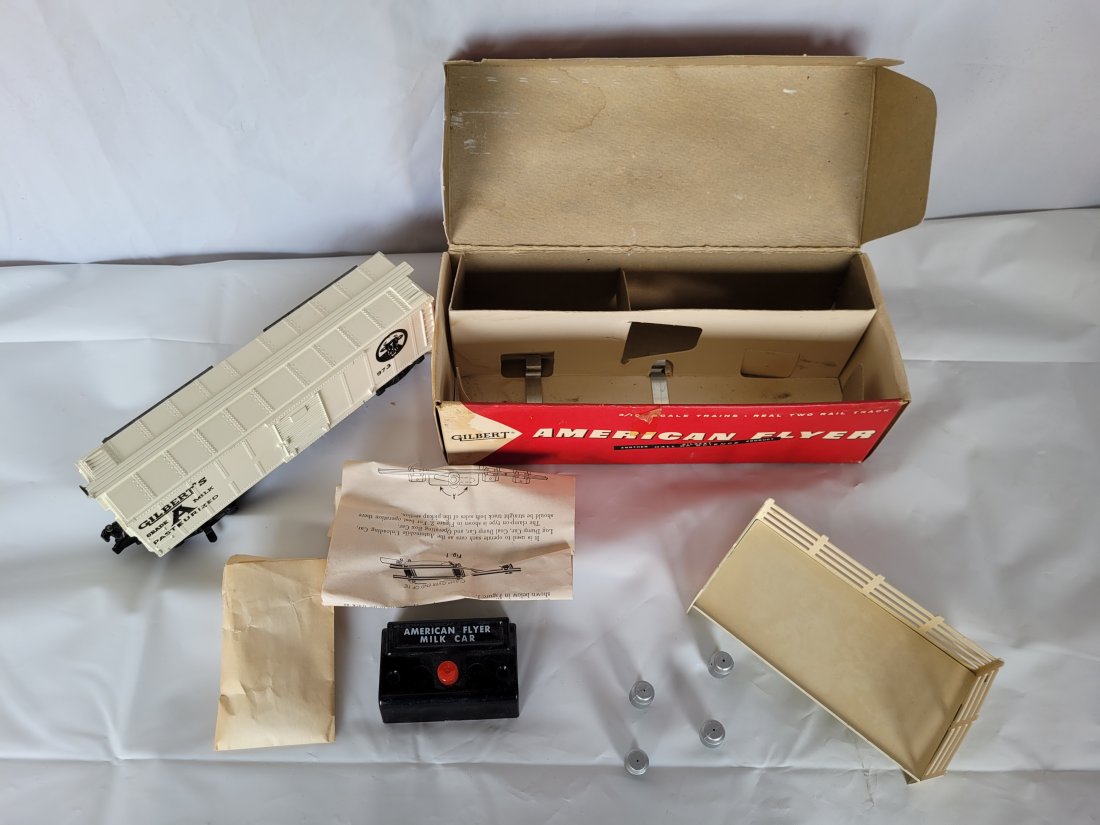 American Flyer Gilbert Grade Milk Car Original Box: American Flyer Gilbert Grade Milk Car Original Box. Dimensions: 9.5 by 4 inches. Condition: Good. Please feel free to ask for a condition report. Expand photos to see additional details. Please use th
