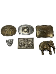 Lot of 6 Animal and Western Belt Buckles