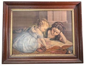 "The First Bible Lesson" Chromolithograph by William Kiddier