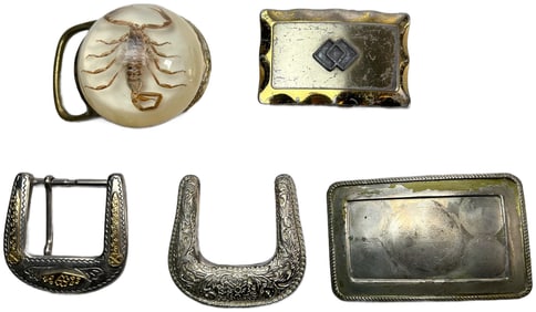Lot of 5 Belt Buckles and Components