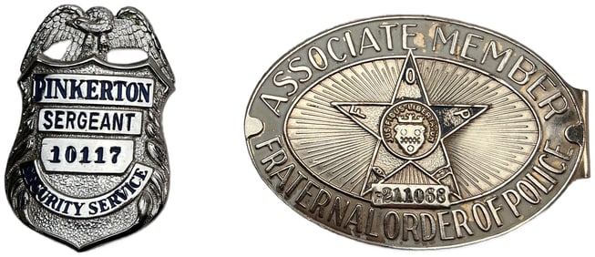 Vintage Police Badge and FOP Belt Buckle