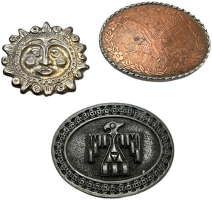 Lot of 3 Vintage Americana-Themed Belt Buckles