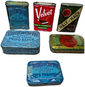 Lot of 6 Vintage Tobacco Containers