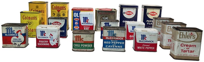 Lot of 19 Vintage Kitchen Spice Containers